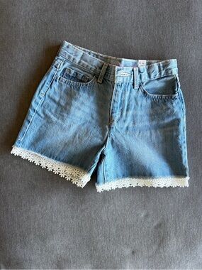 The Children's Place Blue Denim Shorts with White Daisy Lace Trim